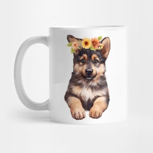 Watercolor German Shepherd Dog with Head Wreath Mug